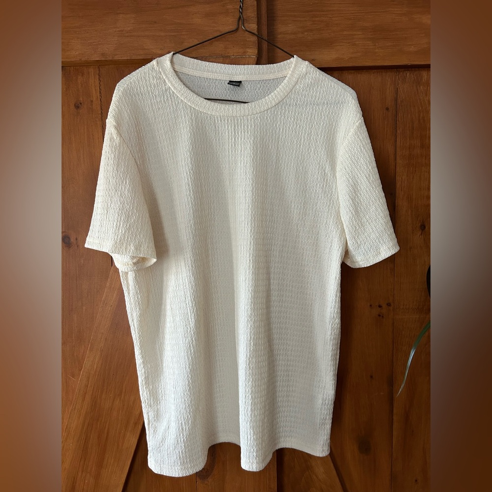 MANFINITY Off-White Textured Short Sleeve Tee